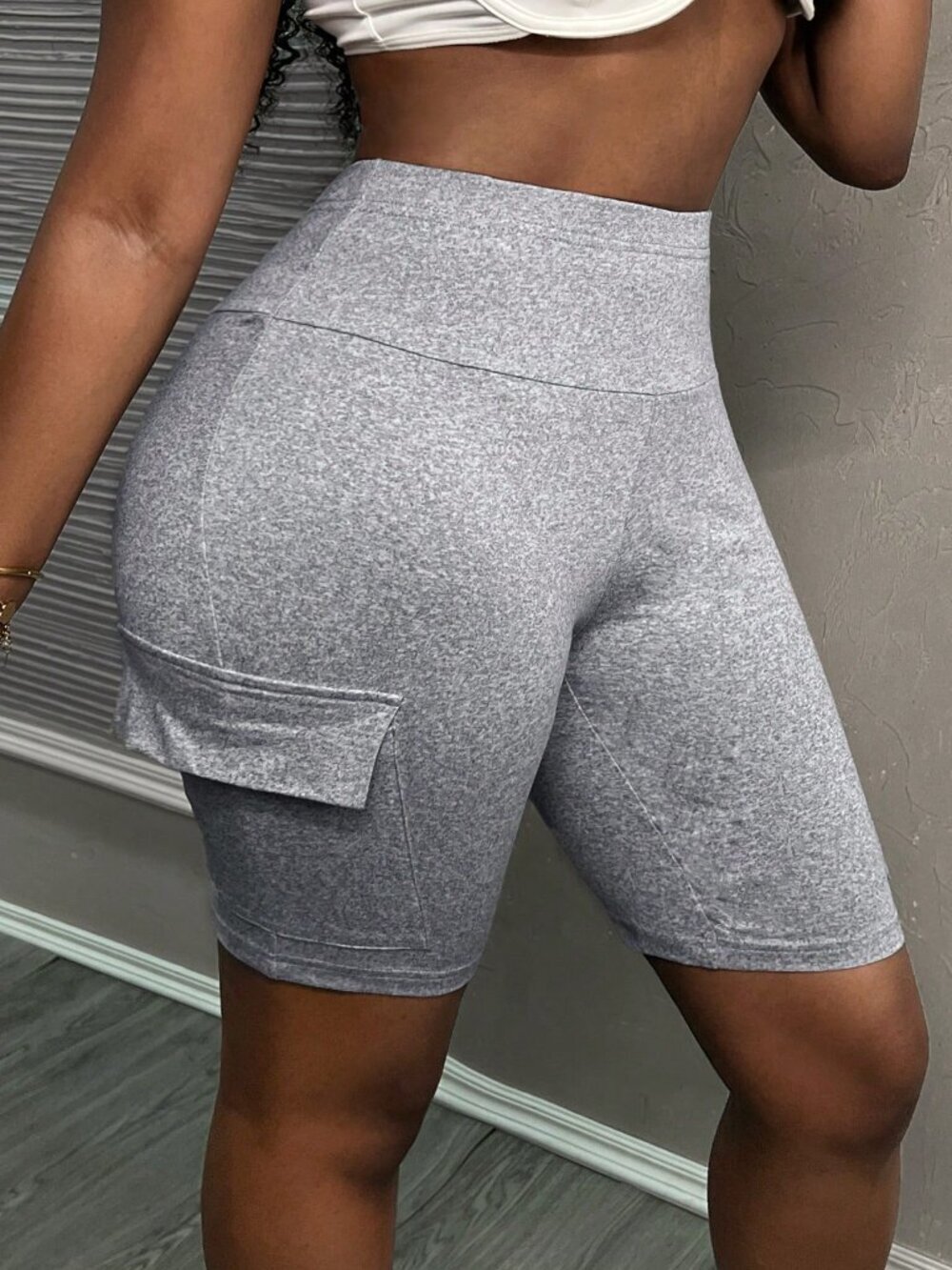 Light Grey Casual Women's Shorts - Picture 4 of 6